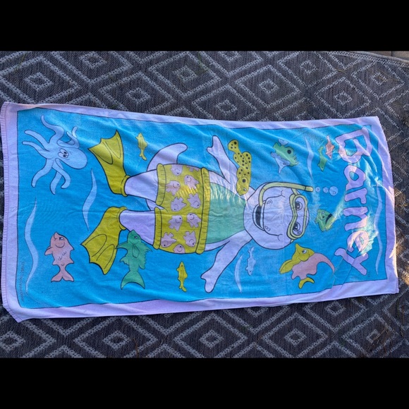 🤿 🐠 Vintage 1992 Barney Snorkel Swimming Beach Towel Fish Ocean Lyons Group! - Picture 2 of 7